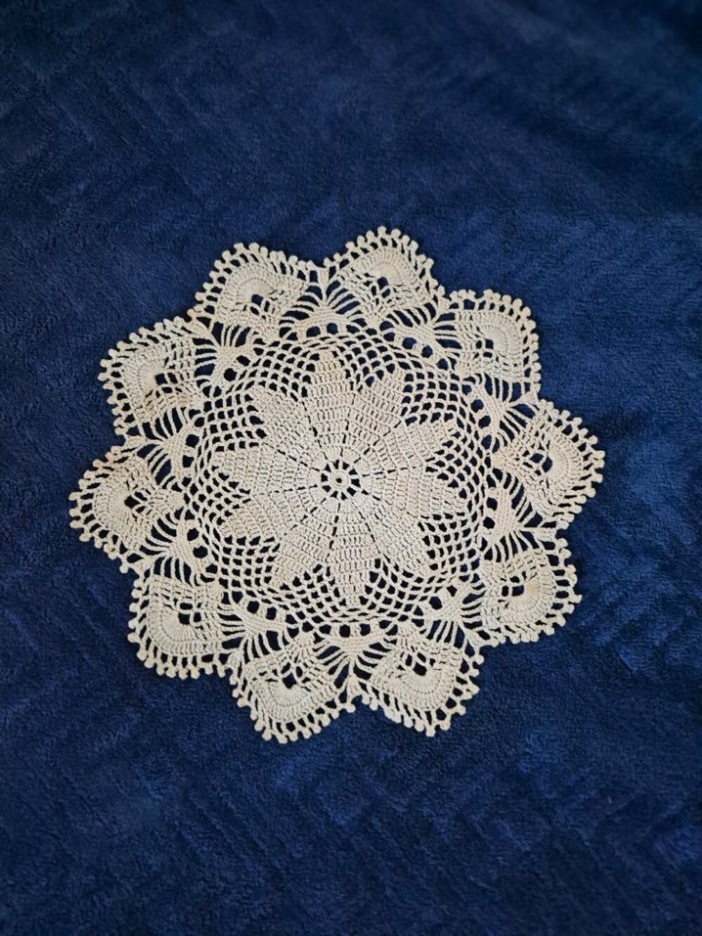 Handmade Round Beige Doily (1980's)
